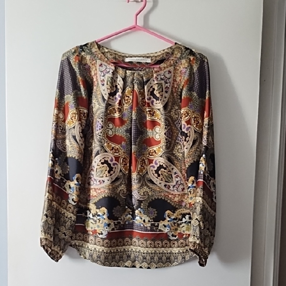 Max Volmary Multicolor Print Satin Pullover Blouse 6 S